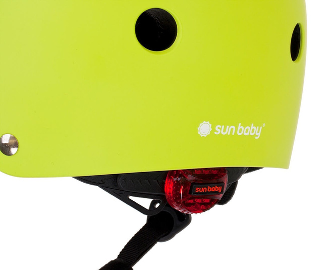 Kask rowerowy dla dzieci TRACKER- Love 2 RIDE, rozm. S, 50-54 cm z lampką LED i klipsem magnetycznym Lime - Sunbaby