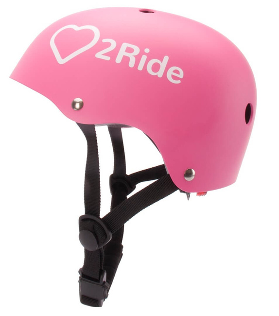 Kask rowerowy dla dzieci HEART BIKE - Love 2 RIDE, rozm.S , 50-54 cm z lampką LED i klipsem magnetycznym Candy Pink - Sunbaby