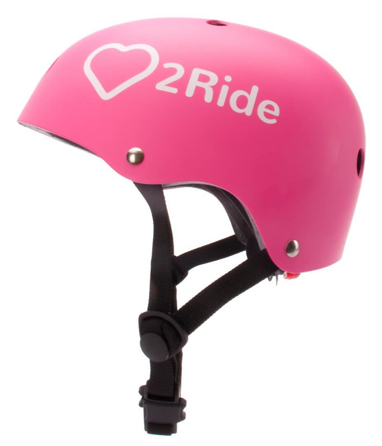 Kask rowerowy dla dzieci HEART BIKE - Love 2 RIDE, rozm.S , 50-54 cm z lampką LED i klipsem magnetycznym Candy Pink - Sunbaby