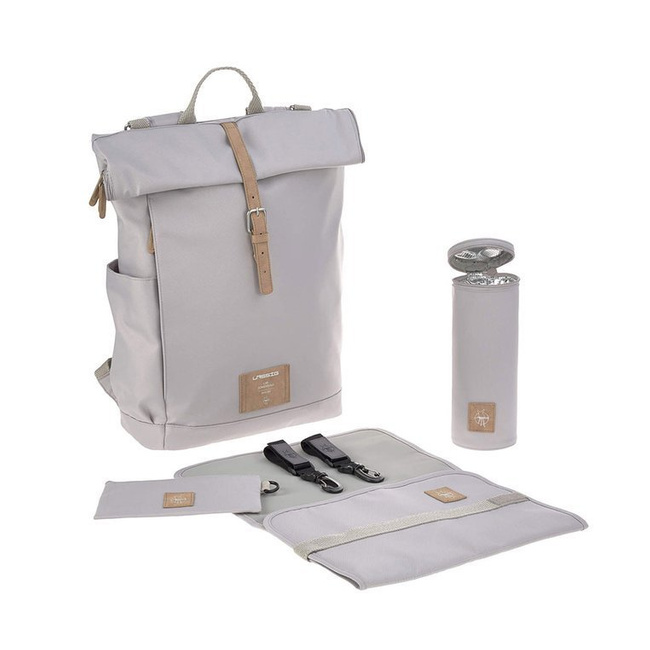 Green Label Plecak dla mam z akcesoriami Rolltop Backpack - Grey - Lassig