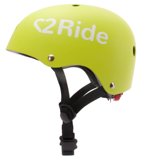 Kask rowerowy dla dzieci TRACKER- Love 2 RIDE, rozm. S, 50-54 cm z lampką LED i klipsem magnetycznym Lime - Sunbaby