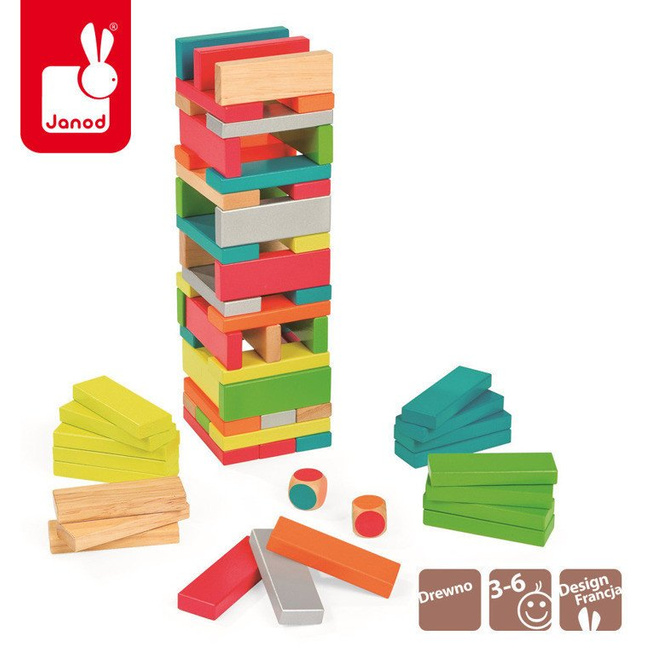 Gra Jenga z kolorami Equilibloc - Janod