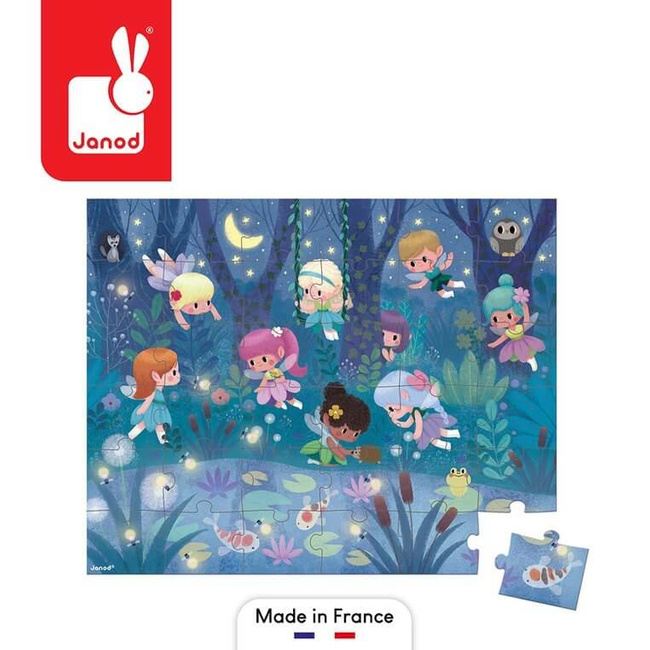 Puzzle w walizce Wróżki i lilie wodne 36 elementów 4+ Made in France - Janod