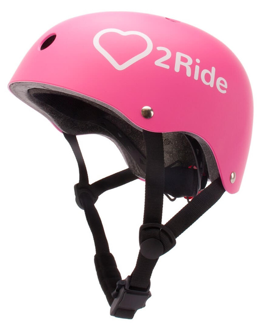 Kask rowerowy dla dzieci HEART BIKE - Love 2 RIDE, rozm.S , 50-54 cm z lampką LED i klipsem magnetycznym Candy Pink - Sunbaby