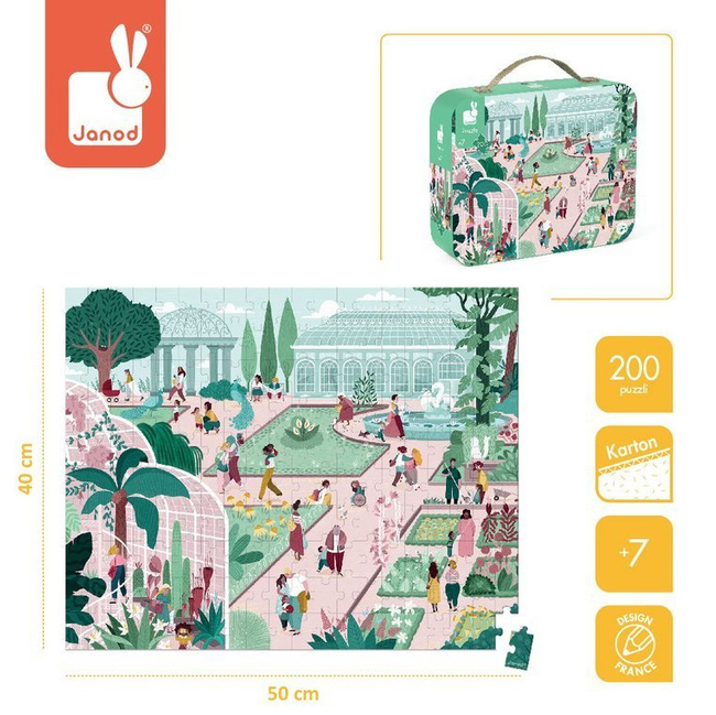 Puzzle w walizce Ogród botaniczny 200 elementów 7+  - Janod