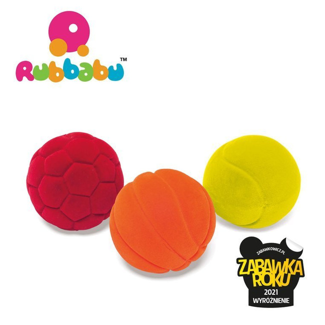 Zestaw 3 małych sensorycznych piłek sportowych - Rubbabu  